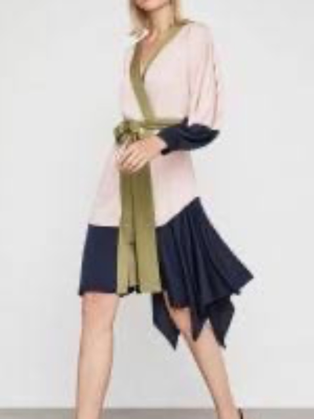 BCBGMaxAzria Chic Colorblock Dress with Tie Detail